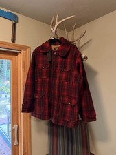 Woolrich Men's Red/Black Plaid Wool Lined Jacket Size 44 (large) picture