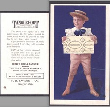 Tanglefoot Sticky Fly Paper Bangor ME Straw Hat Victorian Sissy Boy Trade Card picture