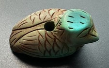 Vintage Carved Turquoise Bird Pendant Miniature Bird Amulet picture