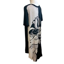 t.la T-Shirt Dress Sz M Black Floral Scandi Boho Arty Festival Minimalist Unique picture
