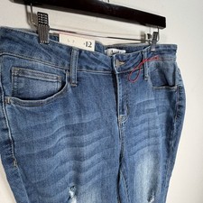 NWT ARULA Jeans Womens Size 12 High-Rise Flare Blue Distressed Denim NEW picture