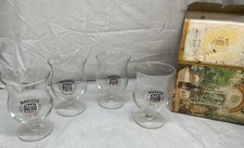Vintage Baileys Irish Cream Stem Shot Glasses Set of 4 Gold Logo Original Box picture