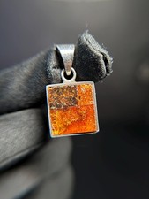 Vintage Polish Multi Amber Pendant Sterling Silver Geometric picture