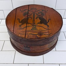 Antique Hand Painted Bentwood Pantry Box Horse Folk Art picture