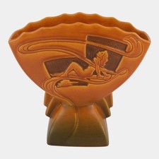 Roseville Silhouette Nude Russet 1950 Mid Century Modern Pottery Vase 783-7 picture
