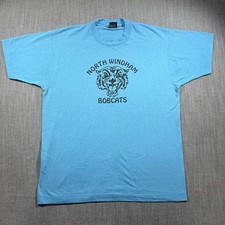 Vintage North Windham Bobcats Shirt Mens XL Blue Screen Stars Best Made USA 90s picture