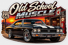 Old School Muscle Car Sticker Black Classic Retro Vintage Hot Rod Decal picture