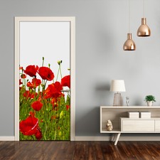 3D Home Art Door Wall Self Adhesive Removable Sticker Flowers Field of poppies picture