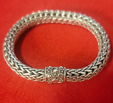 John Hardy Signed 925 Sterling Silver Woven Wheat Chain Cuff Bracelet picture
