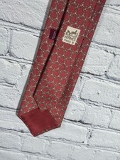 Hermès Paris Rust Orange Brown Tan Cream Geometric Silk Tie Logo Accent 7106 OA picture