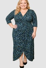 TORRID Plus Size 22 2X Maxi Ruched Black/Teal Dress picture