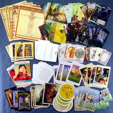 100 Cards: Mixed Tarot Card Sampler Lot Oracle Healing Spirit Art Vintage/Modern picture