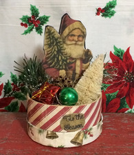 Primitive SANTA in a CHRISTMAS BOX - Handmade Holiday Decor picture