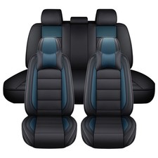 5pcs PU Leather Car Seat Covers for Nissan Rogue 2014-2024 Waterproof Black&Blue picture