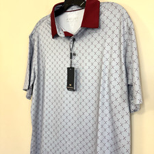 NWT Maelreg Grey Burgundy Short Sleeve Performance Golf All Over Print Polo M picture