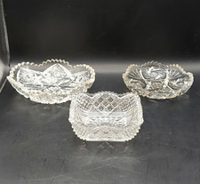 Antique Imperial Glass NUCUT 3-Piece Bowl Lot No 212 483 474 EAPG Manganese Glow picture
