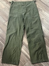 Vintage 1961 US Army OG 107 Sateen Cotton Baker Fatigue Pants Large  picture