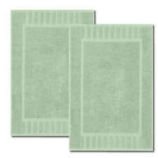 White Classic Luxury Bath Mat Floor Towel Set - 100% Cotton 22x34, 2 Pack, Green picture