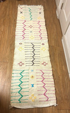 Handmade Moroccan Wool Runner Rug 75x20 Berber Tribal Sheep Wool picture