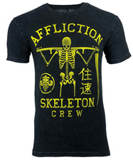 AFFLICTION SKELETON CREW Men's T-shirt BLACK LAVA Biker MMA picture