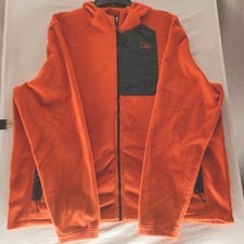 L.L. Bean Men's XL Grid Fleece Full Zip Hooded Jacket Orange 520406 Gorpcore picture