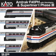 KATO 1063530 N Amtrak F40PH Phase III & 3-Superliner Cars 4-Unit Set 106-3530 picture