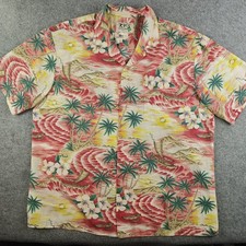 Ky's Hawaiian Shirt Mens XL Aloha Outrigger Canoe Palm Vintage Short Sleeve picture