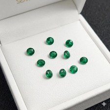 Natural 11 Pcs 8 MM Round Colombia Green Emerald Loose Certified Gemstone Lot picture