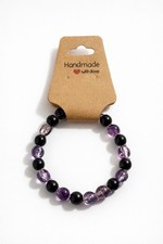 Pulseira Artesanal com Contas Pretas e Roxas – Feita à Mão | Estilo Unissexo picture
