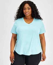 ID Ideology Women's Plus Size Curved-Hem V-Neck Top Shirt, Ocean Sigh Rapidry picture