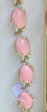 Signed Weiss Pink Cabochon Necklace & Bracelet Set – Vintage Demi‑Parure – NWOT picture