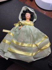 Antique doll very rare 10 inches written on box #802 Bride Black Hair 1940  5-59 picture