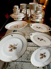 RARE 90pc Haviland Limoges MOSS ROSE DOUBLE & TRIPLE SPRAY Service for 12 W/LIDS picture