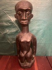 African Tribal Art Female Figurine Luba Hemba Tribe Carved Wood Congo Vintage picture