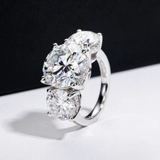 11 Ct Round Cut Three Stone Moissanite Engagement Ring 925 Sterling Silver picture