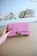 Balenciaga Women’s Pink Crocodile Hourglass Wallet Card Holder on chain picture