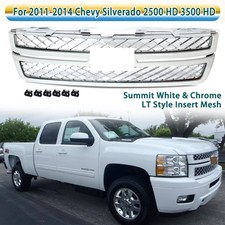 Summit White+Chrome Insert Mesh Grill For 11-14 Silverado 2500HD 3500HD LT Style picture