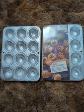 (2)Vtg 1994 Wilton Pumpkin Jack’O Lantern Cupcake Pan Mini Muffin Mold Halloween picture