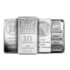 10 oz Silver Bar (Varied Condition, Any Mint) Random Brand picture
