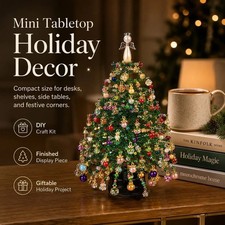 DIY Beaded Tabletop Tree Kit Crystal Bead Craft Set LED Lights Multi Theme picture
