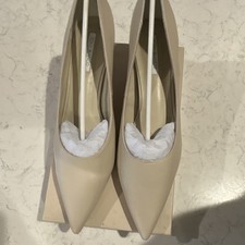 Tony Bianco Women's Beige Leather Pointed Toe Block Heel Pumps Size 10 NIB picture
