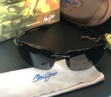 Maui Jim Sport Sunglasses 407-02 Ho'Okipa Black Wrap Frames with Black Lenses picture
