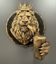 Lion Head Wall Sculpture - King Lion with Cigar & Beer - Man Cave Decor 3D Print picture