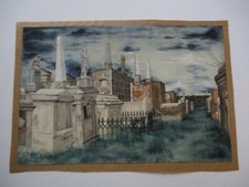 ZANE 1940'S PAINTING GRAVE YARD RELIGIOUS  REGIONALISM  LANDSCAPE ANTIQUE ICONIC picture