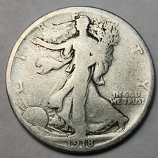 1918 S Walking Liberty Half Dollar 90% Silver 50c US Coin Good Walker WL-18BF picture