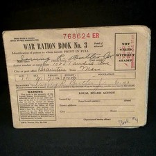 Vintage 1943 WW2 US War Ration Book. Number 3 with Stamps . picture