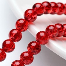 130pcs Cracked Glass Round Beads Red Spacer Loose Bead for Bracelet Necklace DIY picture