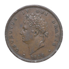 1826 Great Britain Penny George IV Copper Coin VF XF KM693 Lot [754] picture