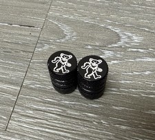 Dancing Bear Black Bike Schrader Valve Caps Aluminum BMX Grateful Dead picture