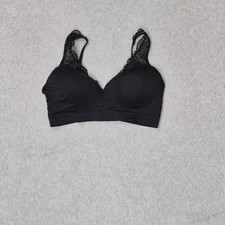 Maurices Women Bra Small Black T Shirt Wireless Lace Strap Lightly Lined picture